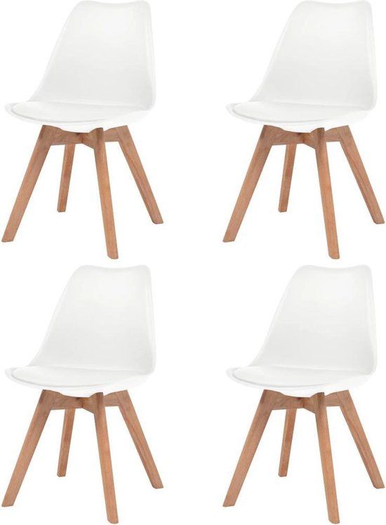 vidaXL Eetkamerstoelen 4 stuks kunststof wit