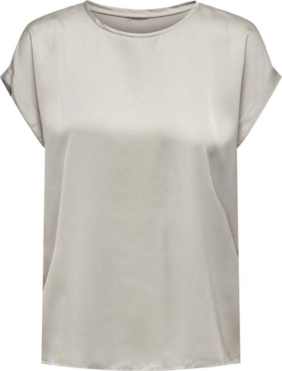 ONLY ONLLIEKE S/S SATIN MIX TOP WVN NOOS - Dove - Maat S