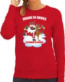 Bellatio Decorations Shoppartners Bv Foute Kerst sweater / kersttrui Drank en drugs rood voor dames - Kerstkleding / Christmas outfit L