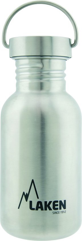 Laken RVS fles 500ml Basic Steel Bottle - Stainless steel screw cap, rvs