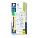 STAEDTLER Noris schrijfpen 307 Fineliner, behuizing van 97% gerecycled plastic volgens ISO 14021, fineliner van gerecycled kunststof, lichtgroen, vouwdoos, 10 fineliners, 307-550