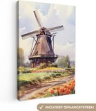 OneMillionCanvasses Canvas Schilderij Molen - Nederland - 60x90 cm - Wanddecoratie