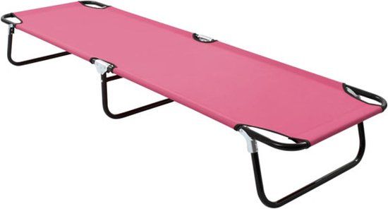 vidaXL Ligbed inklapbaar staal roze