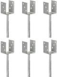 vidaXL Grondankers 6 st 8x6x30 cm gegalvaniseerd staal zilverkleurig