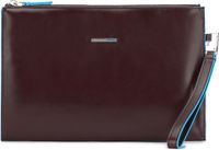 Piquadro Blue Square Leren Tabletzak Heren Clutch Mogano Donkerbruin