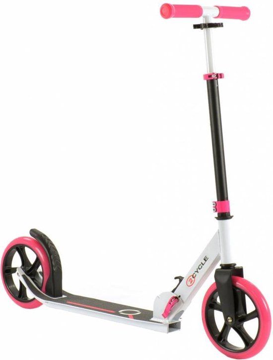2Cycle Step Kinderstep - Aluminium - Grote Wielen - Roze/Wit