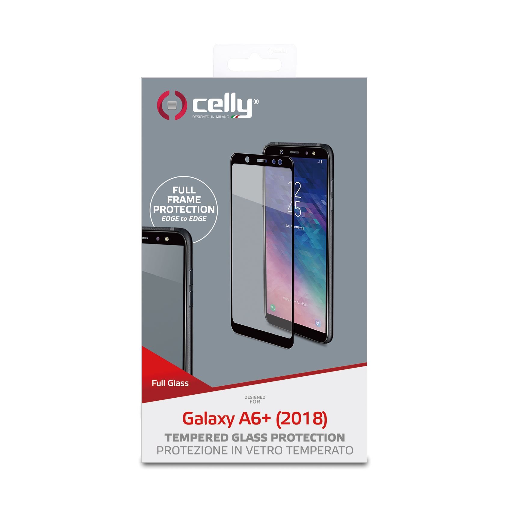 Celly Full Glass screenprotector voor Samsung Galaxy A6+ 2018 - zwart/transparant