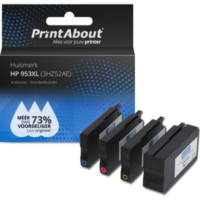 PrintAbout Huismerk HP 953XL (3HZ52AE) Inktcartridge 4-kleuren Voordeelbundel Hoge capaciteit