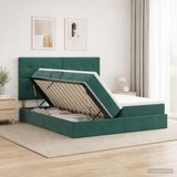 vidaXL Opbergbed met hoofdeinde Donkergroen 200 x 200 cm Fluweel