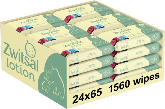 Zwitsal Lotion Billendoekjes - 24 x 65 stuks - Dermatologisch getest en alcoholvrij