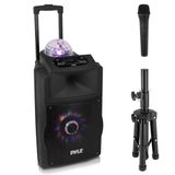 Pyle Partybox, Bluetooth luidspreker groot, 700 W - Boombox - met oplaadbare batterijen & microfoon set, draagbare muziekbox, karaoke box - met gekleurde led, PA-systeem- met USB, SD, FM, BT, AUX