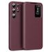 Samsung Étui à rabat Smart Clear View avec fente pour carte pour Galaxy S23 Ultra - Vin Rouge