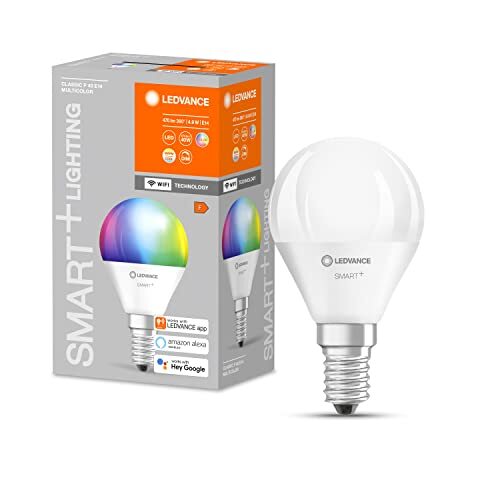 Ledvance Slimme LED-lamp met WiFi-technologie, E14-basis, Dimbaar, Lichtkleur veranderbaar (2700-6500K), RGB-kleuren veranderbaar, vervangt gloeilampen van 40 W, 4-pak