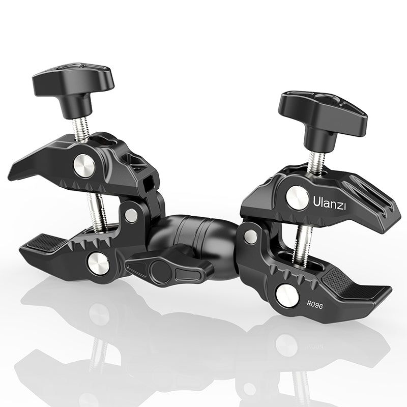 Ulanzi R096 Dubbele Super Clamp buisklem - Statiefklem - tot 5,8cm dikte - 360° - Zwart