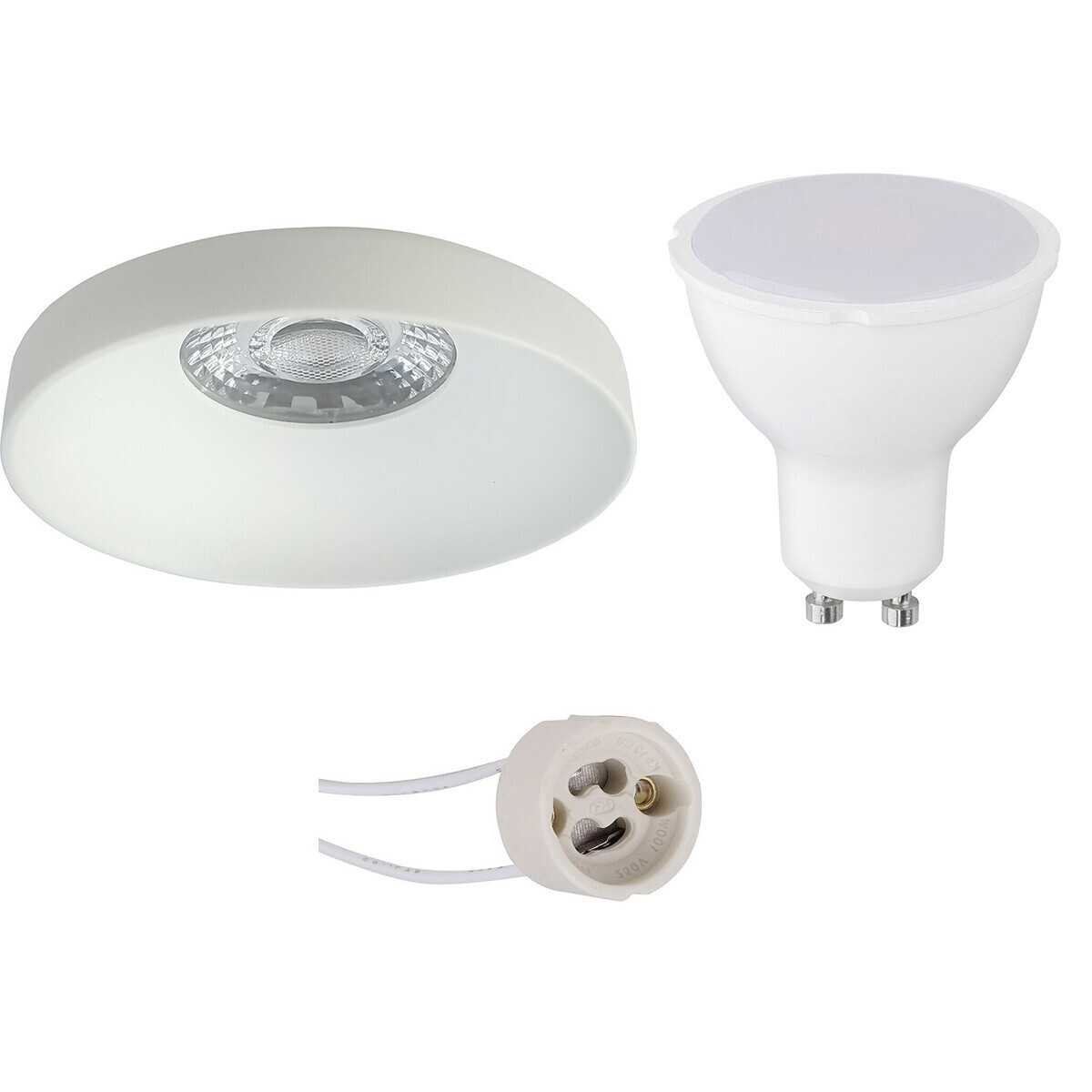 BES LED LED Spot Set - Pragmi Vrito Pro - GU10 Fitting - Inbouw Rond - Mat Wit - 4W - Helder/Koud Wit 6400K - Ã˜82mm