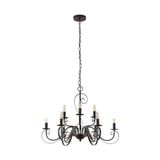 Lindby - kroonluchter - 9lichts - Metaal - H: 54 cm - E14 - roestbruin