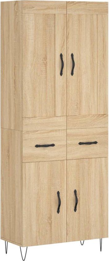 vidaXL Hoge kast 69,5x34x180 cm bewerkt hout sonoma eikenkleurig