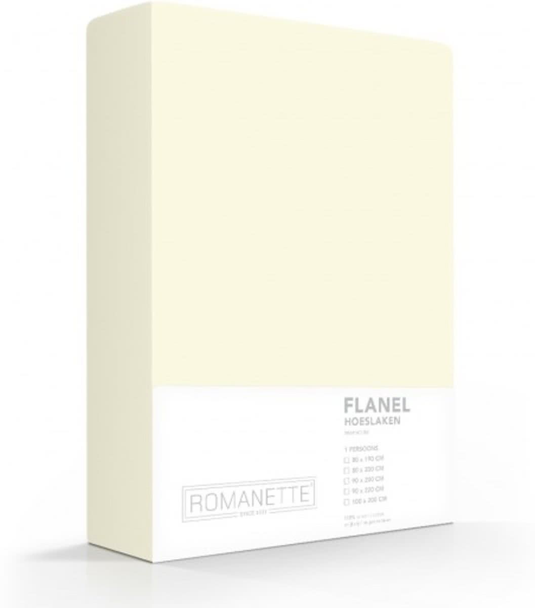 Romanette flanellen hoeslaken - 1-persoons (90x200 cm) - Ivoor
