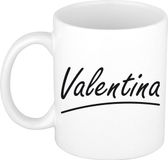 Bellatio Decorations Valentina Naam koffiemok - beker - met sierlijke letters - wit