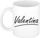 Bellatio Decorations Valentina Naam koffiemok - beker - met sierlijke letters - wit