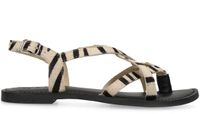 Sacha - Dames - Zwarte leren zebra print sandalen - Maat 39