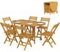 Akaziahout Tuinset, 7-delig - Uitschuifbare tafel - 6 inklapbare stoelen - Opening voor parasol -gecertificeerd - Natuurlijk hout