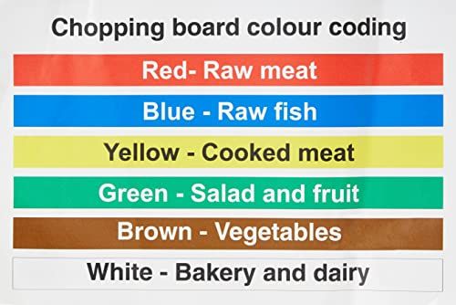 Stewart Superior Seco Chopping Board Kleurcodering teken Zelfklevend Vinyl 300mm x 200mm Veelkleurig