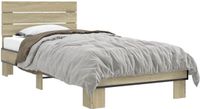 vidaXL Bedframe met Hoofdeinde Sonoma Eiken 80 x 200 cm Bewerkt hout