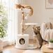 COSTWAY Arbre à chat en bois naturel avec niche, 105 cm