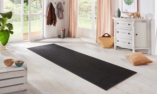 BT Carpet Loper Binnen & Buiten Sisal Look 103534 80x150 cm Zwart