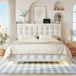 Lit Double 160x200 cm Velours avec LED et USB, Lit Capitonnné Adulte Suspendu avec Sommier à Lattes - Beige