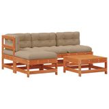 vidaXL Tuin loungeset 5 st Wasbruin Massief grenenhout