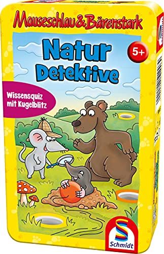 Schmidt Spiele Muisluis en berensterk, natuurdetectief, breng me met spel in de metalen doos - 4001504514464