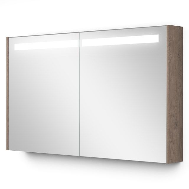 Maxaro Spiegelkast Met Verlichting Modulo 120x70cm Middenbruin Eiken