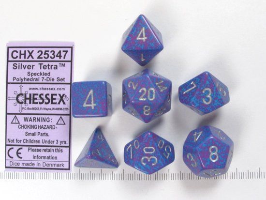 Chessex Speckled Silver Tetra Dice Set - Silver/Purple - 7 Polyhedral Dice