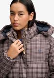 Superdry Premium Printed Check Puffer Jas Dames Kastanjebruin Geruit Maat 16