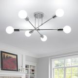 Comely Vintage Kroonluchter, Industrieel Metalen Plafonnier 6-Lichts E27, Creatief DIY Chroom Plafondverlichting voor Woonkamer Slaapkamer Keuken Eetkamer Bar