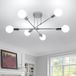 Comely Vintage Kroonluchter, Industrieel Metalen Plafonnier 6-Lichts E27, Creatief DIY Chroom Plafondverlichting voor Woonkamer Slaapkamer Keuken Eetkamer Bar