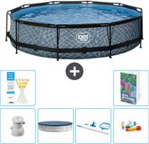 EXIT Toys EXIT Rond Stone Frame Zwembad - 360 x 76 cm - Inclusief Pomp - Afdekzeil - Schoonmaakset