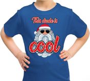 Bellatio Decorations Foute kersttrui shirt - This dude is cool - met stoere Santa - blauw - voor kinderen - kerstkleding 116/134