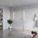 FortiFura Galeria Vrijstaande Inloopdouche - 100x200cm - helder geribbeld - antikalk - 8mm veiligheidsglas - 2 zijwanden - 30cm - wandsteunen en hoekprofielen - PVD - geborsteld RVS