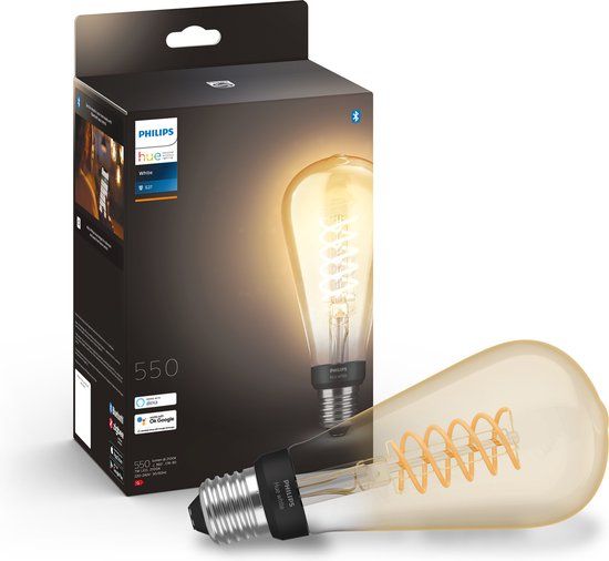 Philips Hue White ST72 Edison - E27 - Slimme Lamp - 550 Lumen - 7W - Warm Wit Licht