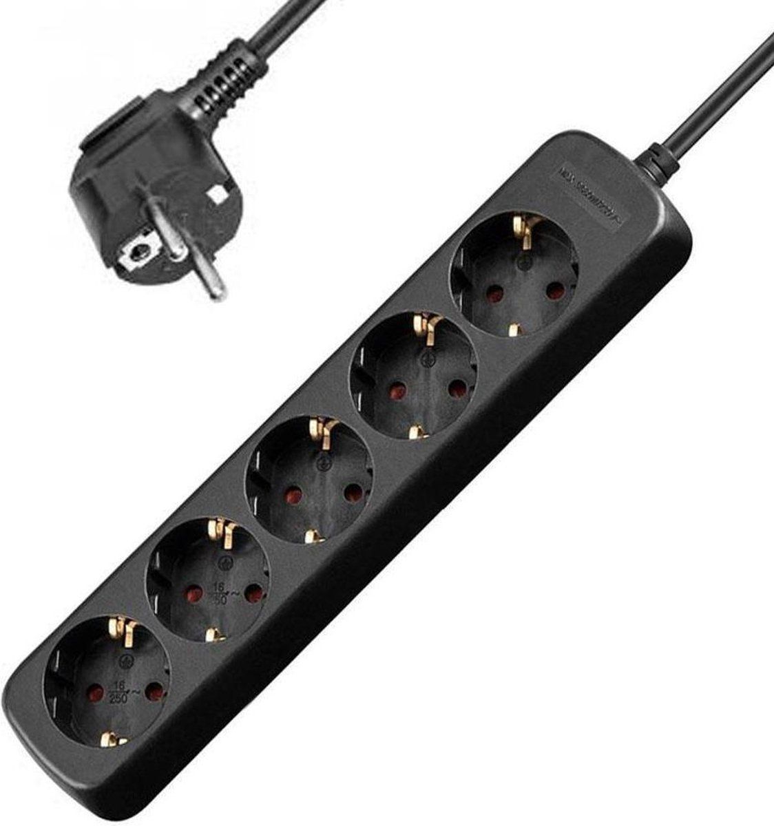 Allteq Stekkerdoos | 5-voudig | 10 meter | Zwart