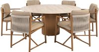 4 Seasons Outdoor Colorado Marina dining tuinset 160xH75 cm rond 7 delig keramiek amber