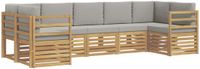 vidaXL - Hoek loungeset - 7 zitplekken - Wit en lichtgrijs - Polyester