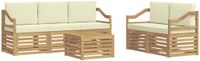 vidaXL - Bank loungeset - 5 zitplekken - Wit en crèmekleurig - Polyester