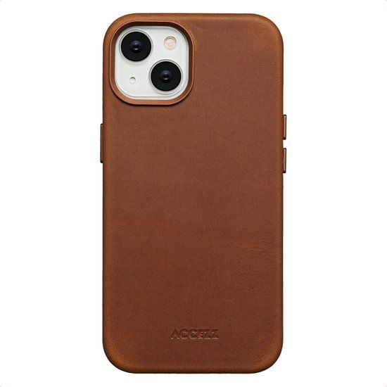 Accezz Vintage Leather Backcover Geschikt voor iPhone 14 - MagSafe - Tabacco Cognac