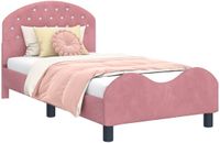 vidaXL Kinderen bedframe met hoofdboard Roze 80 x 160 cm Fluweel