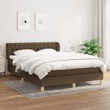 Maison Exclusive - Lit à sommier tapissier avec matelas, marron foncé, 140 x 190 cm, tissu