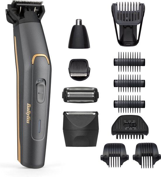 BaByliss Graphite Precision 12-in-1 Multi-Trimmer MT987E - Men's Grooming Kit
